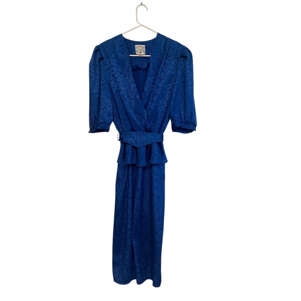 Vintage 1980’s SUZANNE GRACE Cobalt Dark Blue midi A Line size M